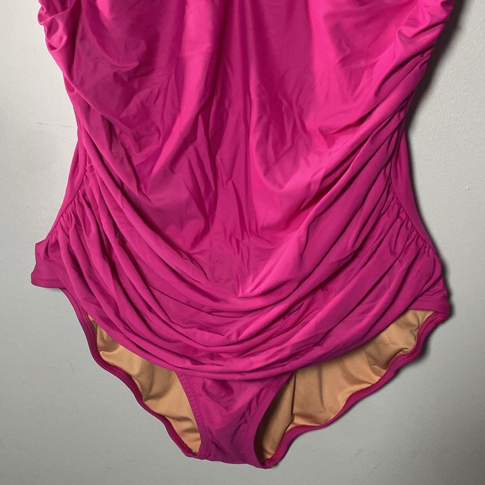J Crew Ruched V-neck One-piece NWT Women’s 20 Fuschia Pink Beach Swimsuit BC116 - Picture 5 of 12